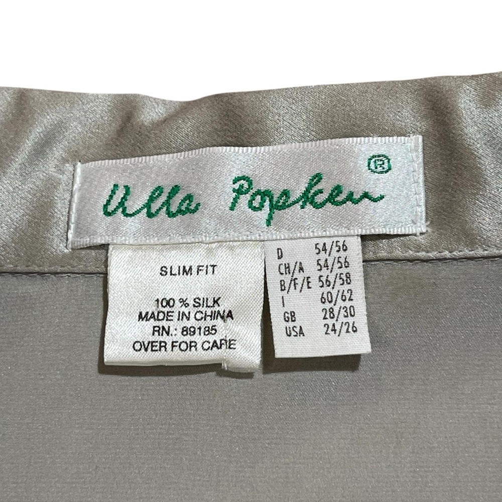 Ulla Popken 100% Silk Blouse Silver Satin Button Down | Plus Size 24/26 - Picture 7 of 10